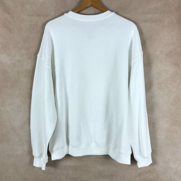Goodie Two Sleeves Women's Angel Kitten White Crewneck Sweatshirt NEW XL - Picture 5 of 6